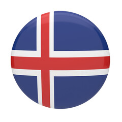 Obraz premium Iceland flag button, 3d glossy round national symbol of Iceland, isolated icon
