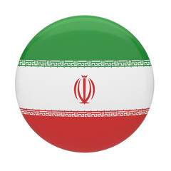 Fototapeta premium Iran flag button, 3d glossy round national symbol of Iran, isolated icon design