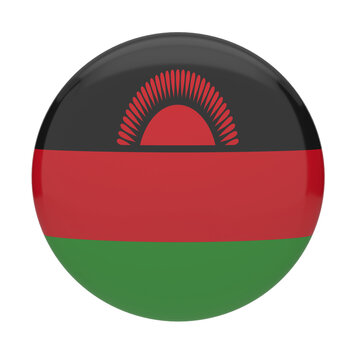 Malawi flag button, 3d glossy round national symbol of Malawi, isolated icon design
