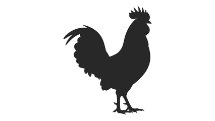 A black silhouette of a rooster standing on a surface © SILHUETTECHEMBER