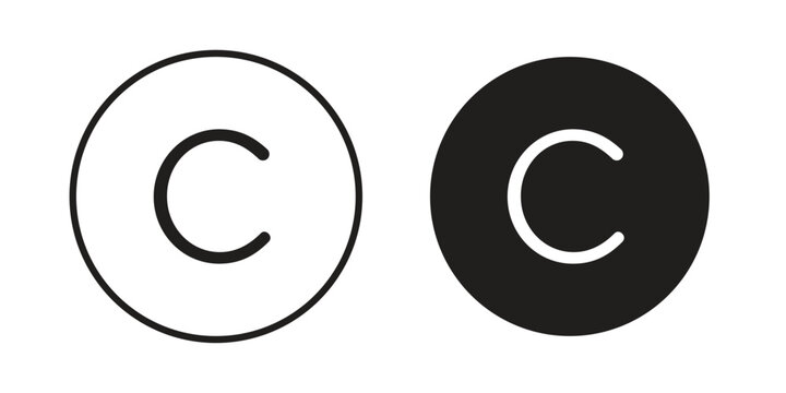 Copyright icon, line pictogram on white.