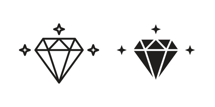 Diamond icon, line pictogram on white.