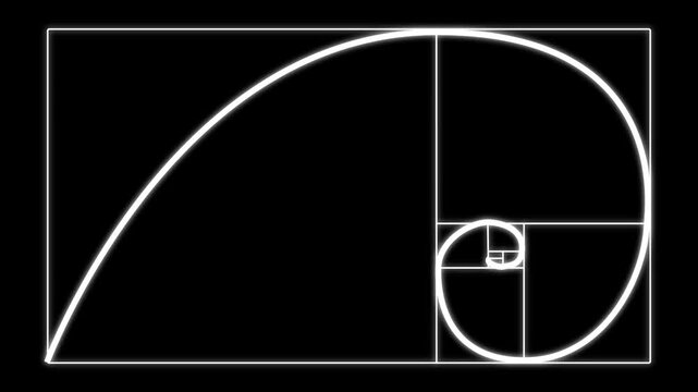Golden ration. Abstract geometric background.Golden ratio transparent video - The Fibonacci Sequence animated with lines shape.