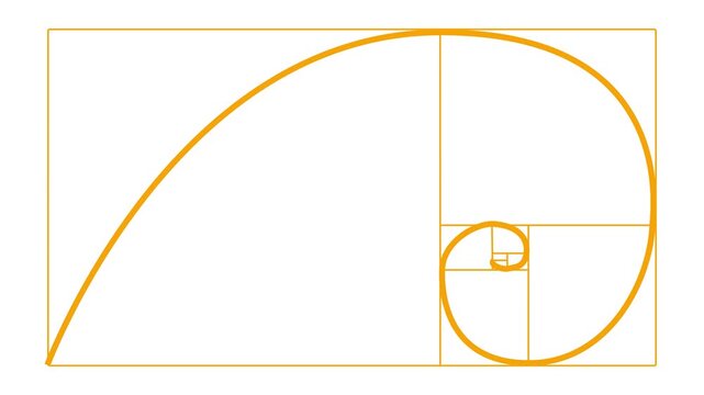 line animation of golden ratio Fibonacci sequence golden number.Golden ratio transparent video .