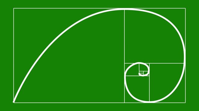 Golden ratio transparent video - The Fibonacci Sequence animated with lines shape.