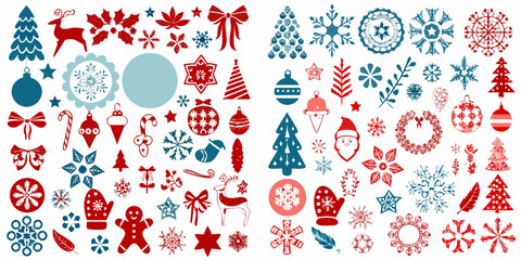 Festive collection of christmas ornaments and winter holiday decorations © Hridoy