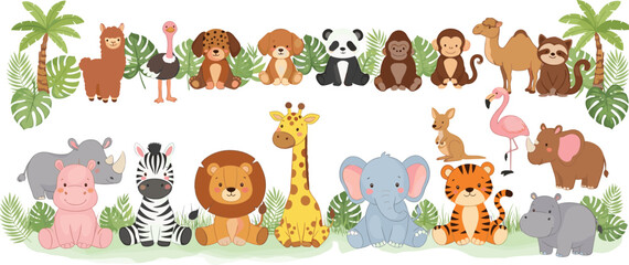 Cute Jungle and Safari Animals Cartoon Collection for Kids © Rafika