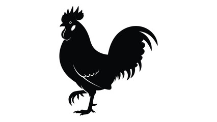 A black silhouette of a rooster standing on one leg © SILHUETTECHEMBER