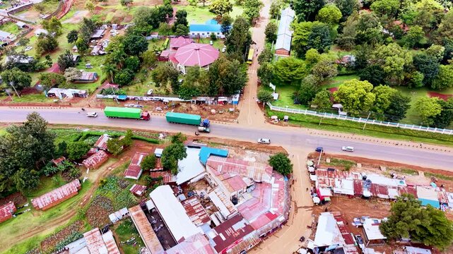 poor houses of Maseno slums kenya, rusted roof top of the poorly constructed houses of kibera slums kenya. Slums of kenya.