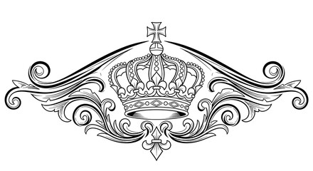 Ornate Crown Illustration with Decorative Elements.