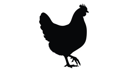 A black silhouette of a chicken standing on one leg