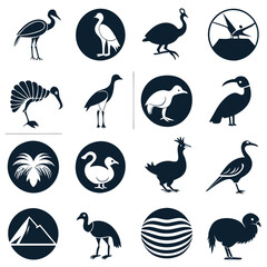 Fototapeta premium Collection of Bird and Nature Silhouettes in Varied Forms