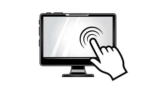 finger tapping on a modern touchscreen monitor illustrating digital interaction and interface technology