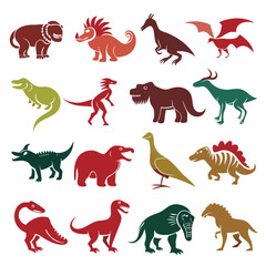 Fototapeta premium Vector Illustration of Various Dinosaurs on a White Background