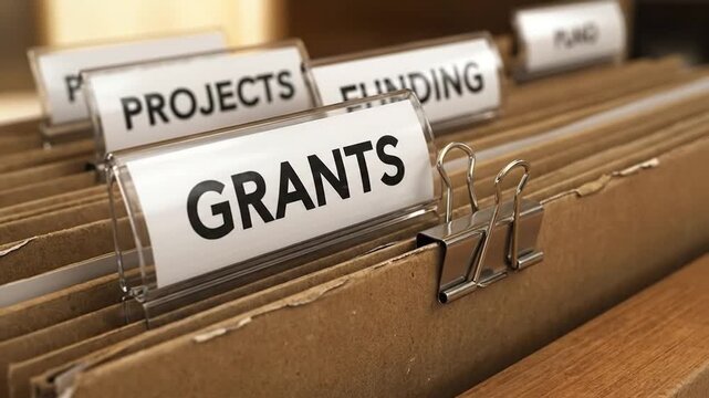 Grants, Funding, and Projects Files in Office Drawer for Business and Financial Management