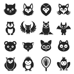 Fototapeta premium Set of various animal and bird icons, flat vector style