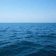 Fototapeta premium Tranquil Blue Ocean Water with Gentle Rippling Waves and Calm Sea Horizon