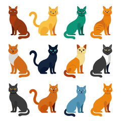 Fototapeta premium Variety of colorful vector cats on a white background