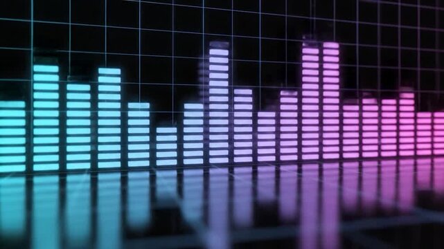 Digital Equalizer Bars Pulsing Neon Colors