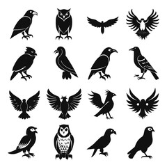Naklejka premium Monochrome bird vector illustrations, ideal for graphic design projects