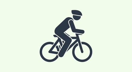 Fototapeta premium Cycling silhouette icon, cyclist riding bike