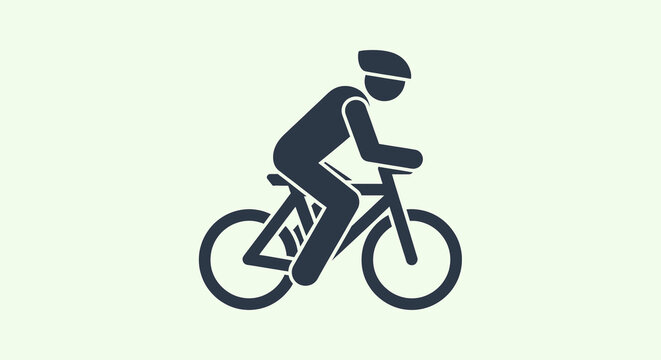 Cycling silhouette icon, cyclist riding bike