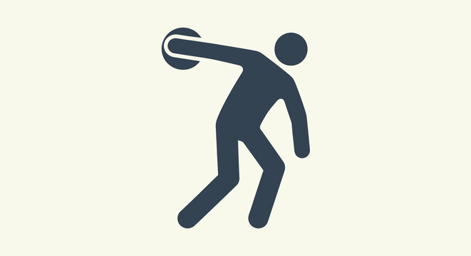 Silhouette of a discus thrower in action, preparing to launch the discus, isolated on a light background