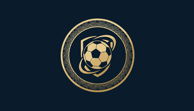 Golden Soccer Ball Logo Design Element.