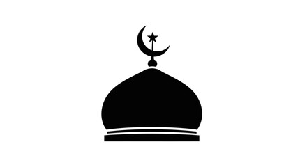 Black mosque dome icon with crescent moon and star © PRITOMKUMARSEN