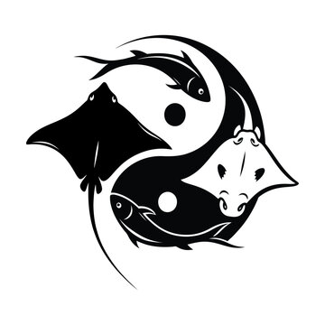 Yin yang bats silhouette