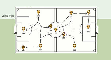 Soccer Field with Player Positions and Tactics. © Chun