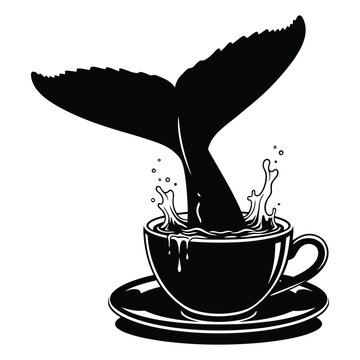 Whale tail in a teacup with splashing water