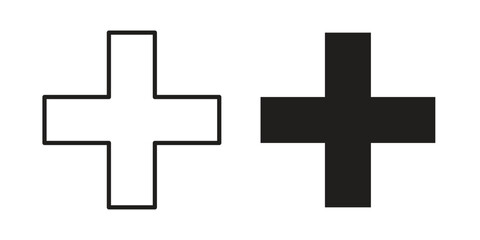 Obraz premium Plus icon, line pictogram on white.