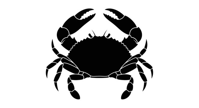 Black Crab Silhouette Isolated White.