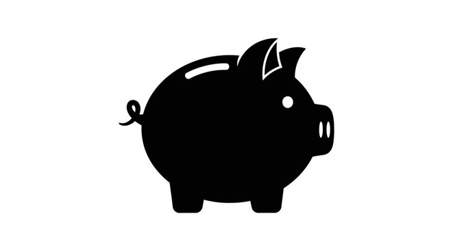 Black Pig Silhouette Icon.