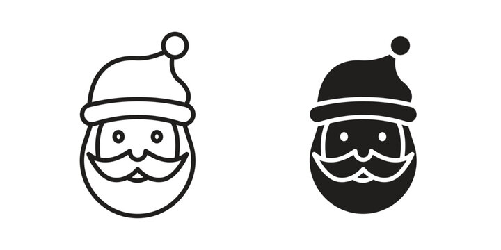 Santa Claus icon, line pictogram on white.