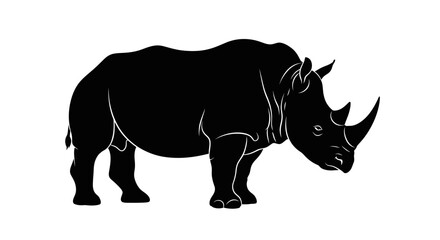 Obraz premium Black Rhinoceros Silhouette Standing.