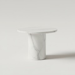 Round table made of white marble with a simple design and clean lines