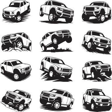 UTV offroading social club logo design vector mini set art