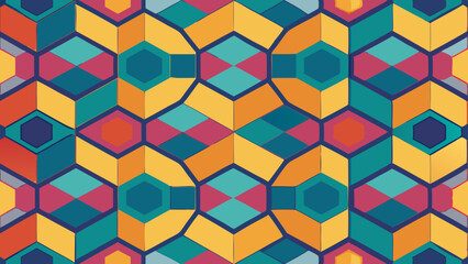 Obraz premium Modern geometric background with colorful hexagons and rhombus elements