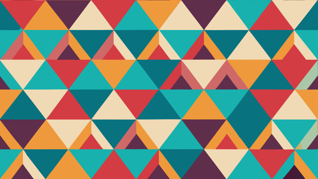 Abstract geometric triangle background, retro flat design pattern