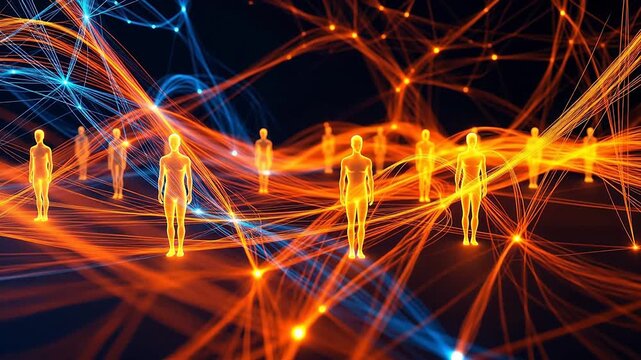 Human figures connected by glowing lines