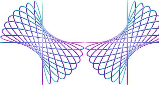 Vibrant 3D wireframe hyperbolic geometry shape