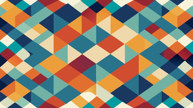 Retro triangle pattern featuring warm and cool colors