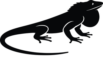 Fototapeta premium A black silhouette of a lizard on a transparent background animal reptile