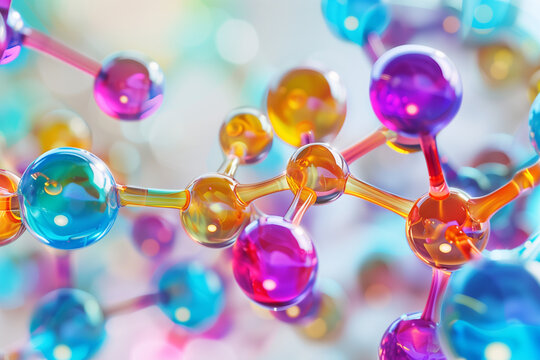Abstract 3D molecular structure for dopamine and happiness