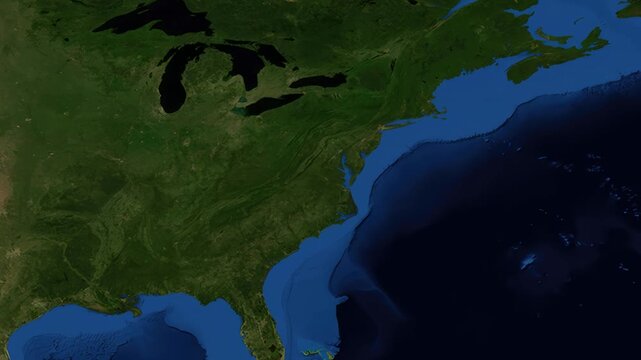 Satellite Map Zoom Animation From World View to Columbus Ohio USA