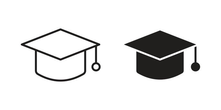 Education icon black, line, flat vector, isolated illustration.