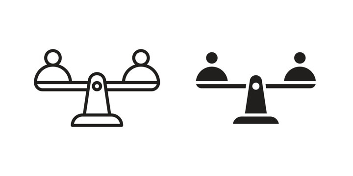 Equality icon black, line, flat vector, isolated illustration.