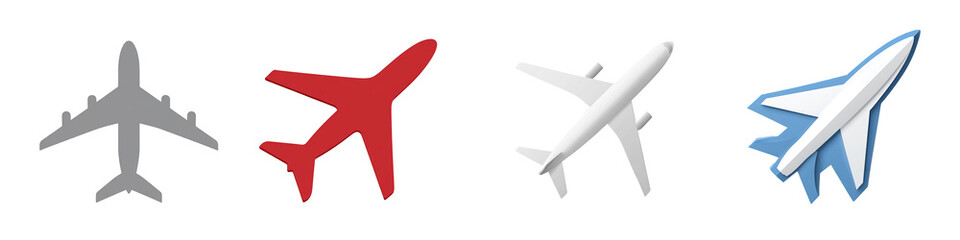 2D airplane vector die cut mock up in flight and travel concept decoration.